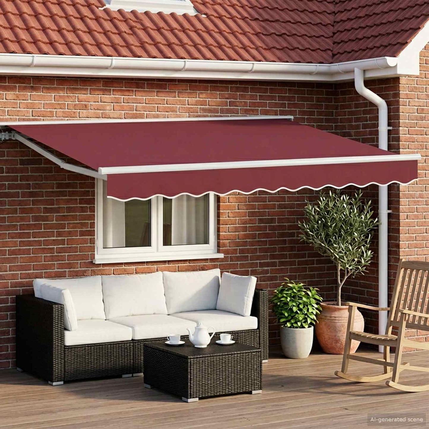 vidaXL Electric Retractable Awning Burgundy and White 3.5 x 2 m 1