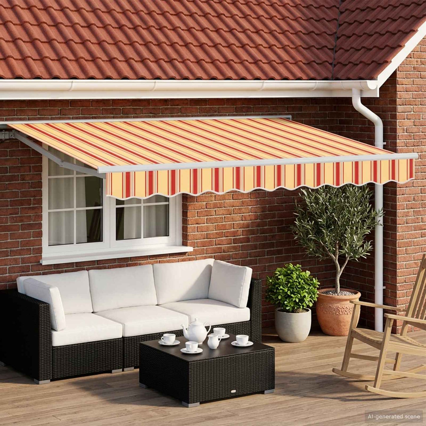 vidaXL Electric Retractable Awning Yellow, Orange and White 3.5 x 2 m 1