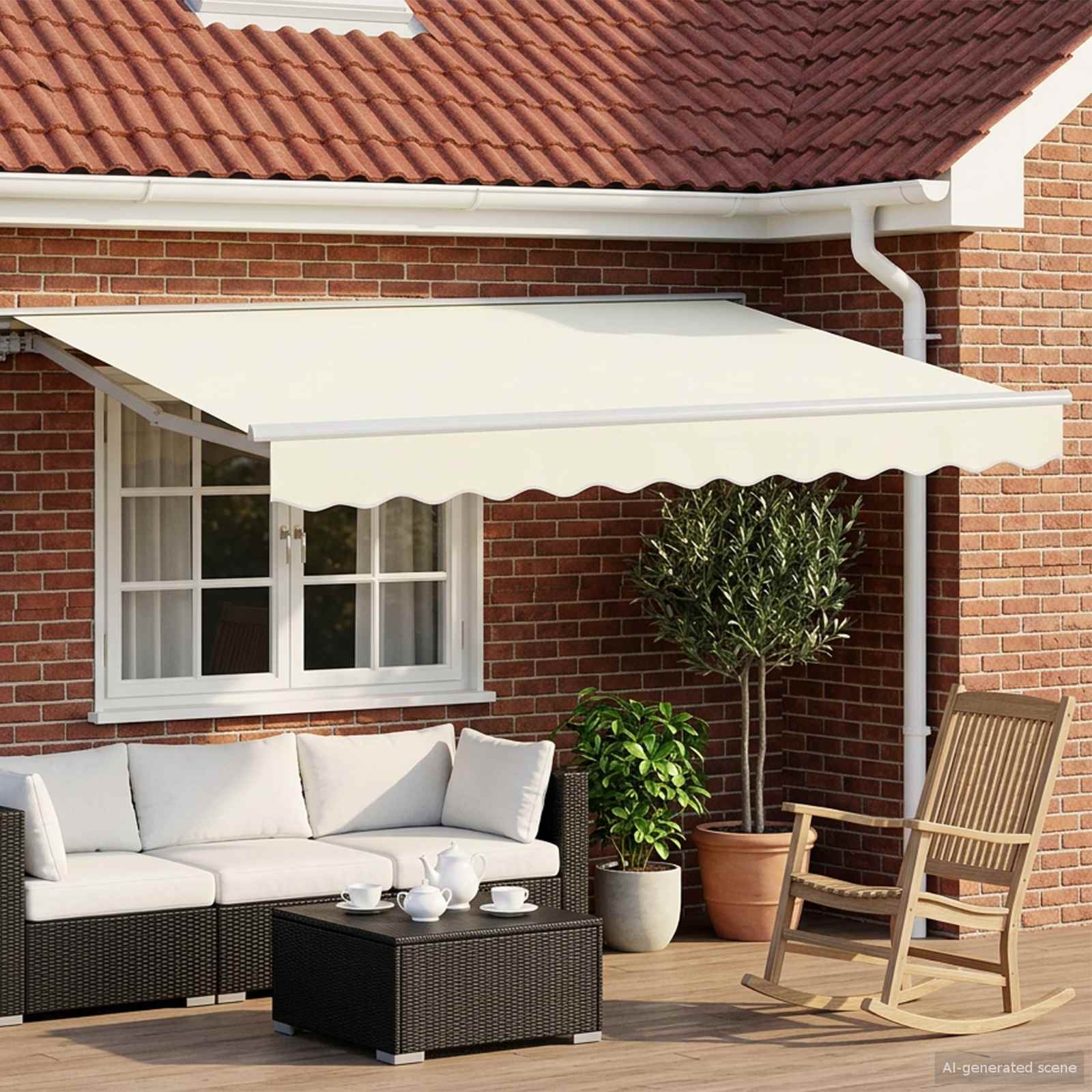 vidaXL Electric Retractable Awning Cream and White 3 x 2.5 m 1