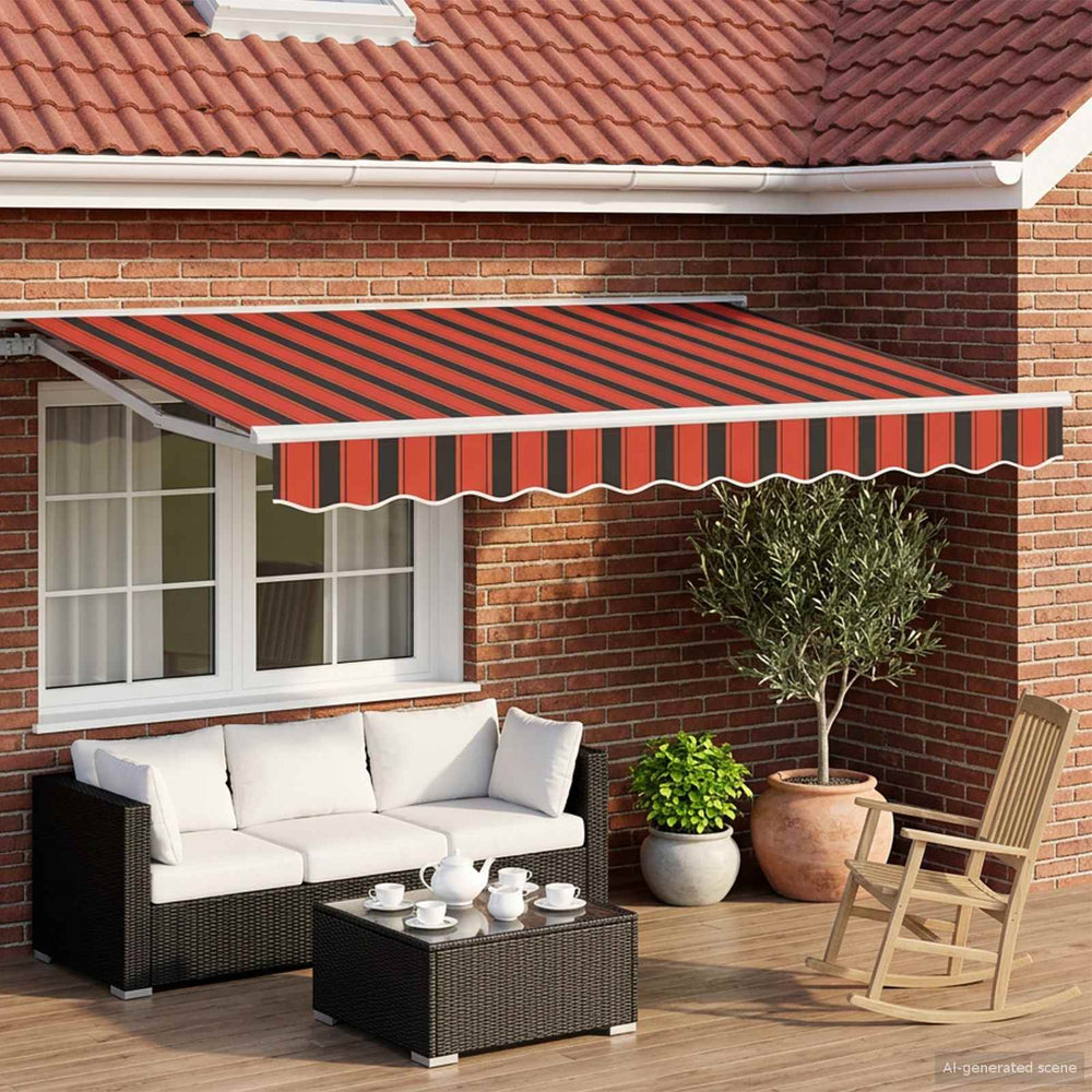 vidaXL Electric Retractable Awning Orange, Black and White 3 x 2.5 m