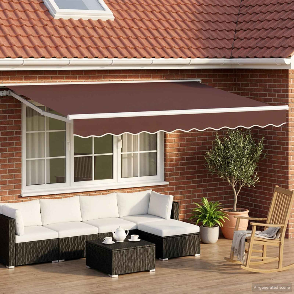 vidaXL Electric Retractable Awning Brown and White 3 x 2.5 m