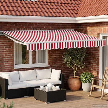 vidaXL Electric Retractable Awning Red and White 3 x 2.5 m 1