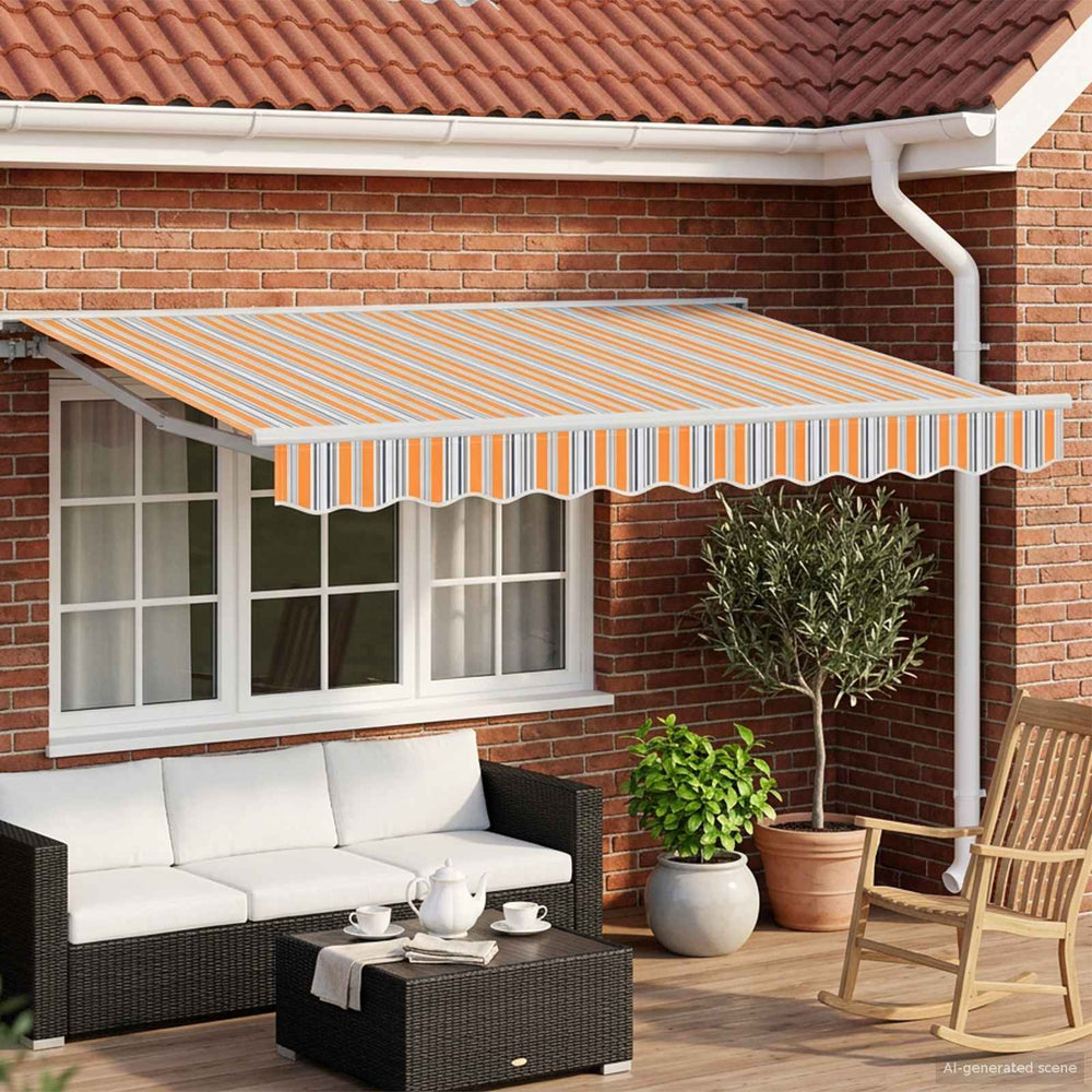 vidaXL Electric Retractable Awning Blue, Orange and White 3 x 2.5 m
