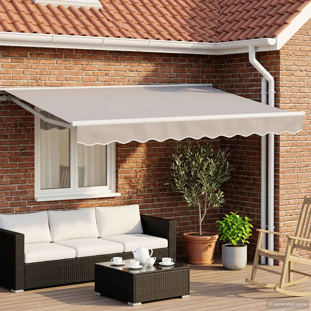 vidaXL Electric Retractable Awning Light Grey and White 3 x 2.5 m