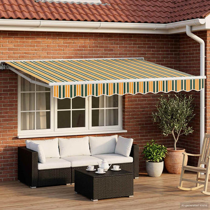 vidaXL Electric Retractable Awning Green, Yellow and White 3 x 2.5 m 1