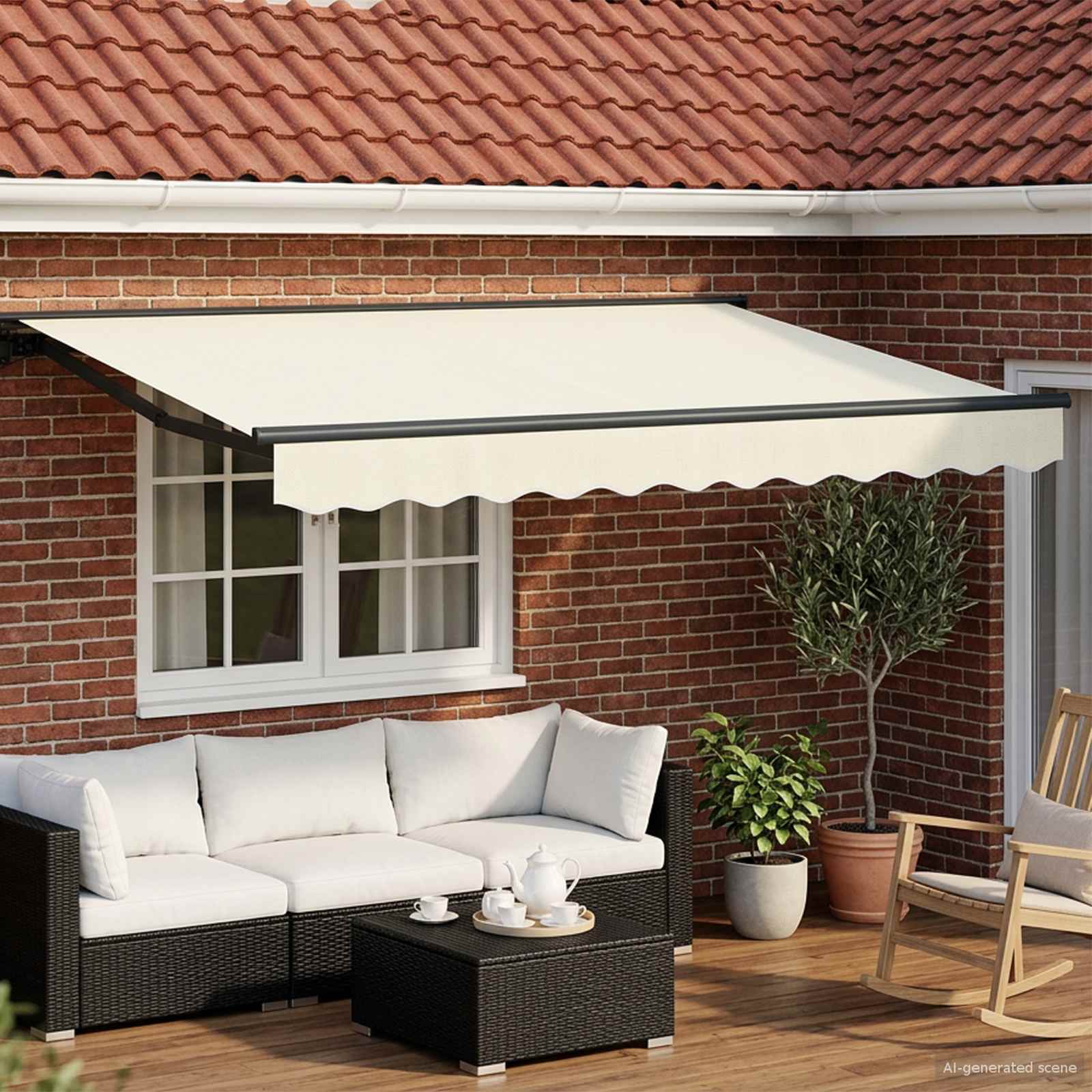 vidaXL Electric Retractable Awning Cream and Anthracite 3 x 2.5 m 1