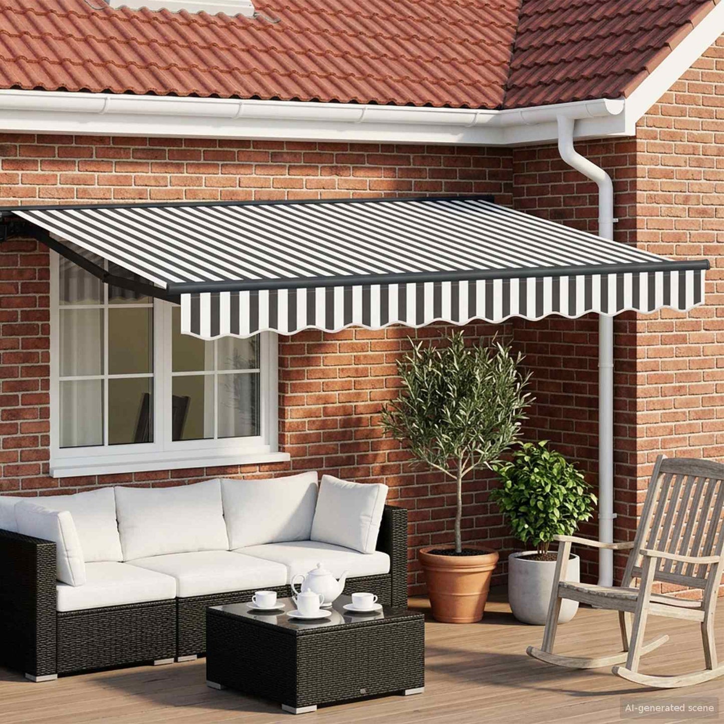 vidaXL Electric Retractable Awning Anthracite and White 3 x 2.5 m 1