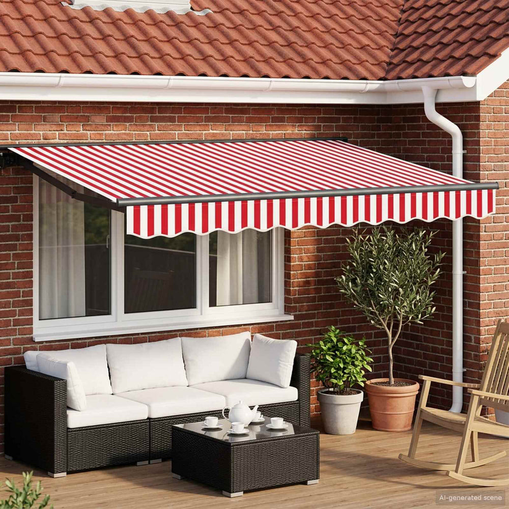 vidaXL Electric Retractable Awning Red, White and Anthracite 3 x 2.5 m