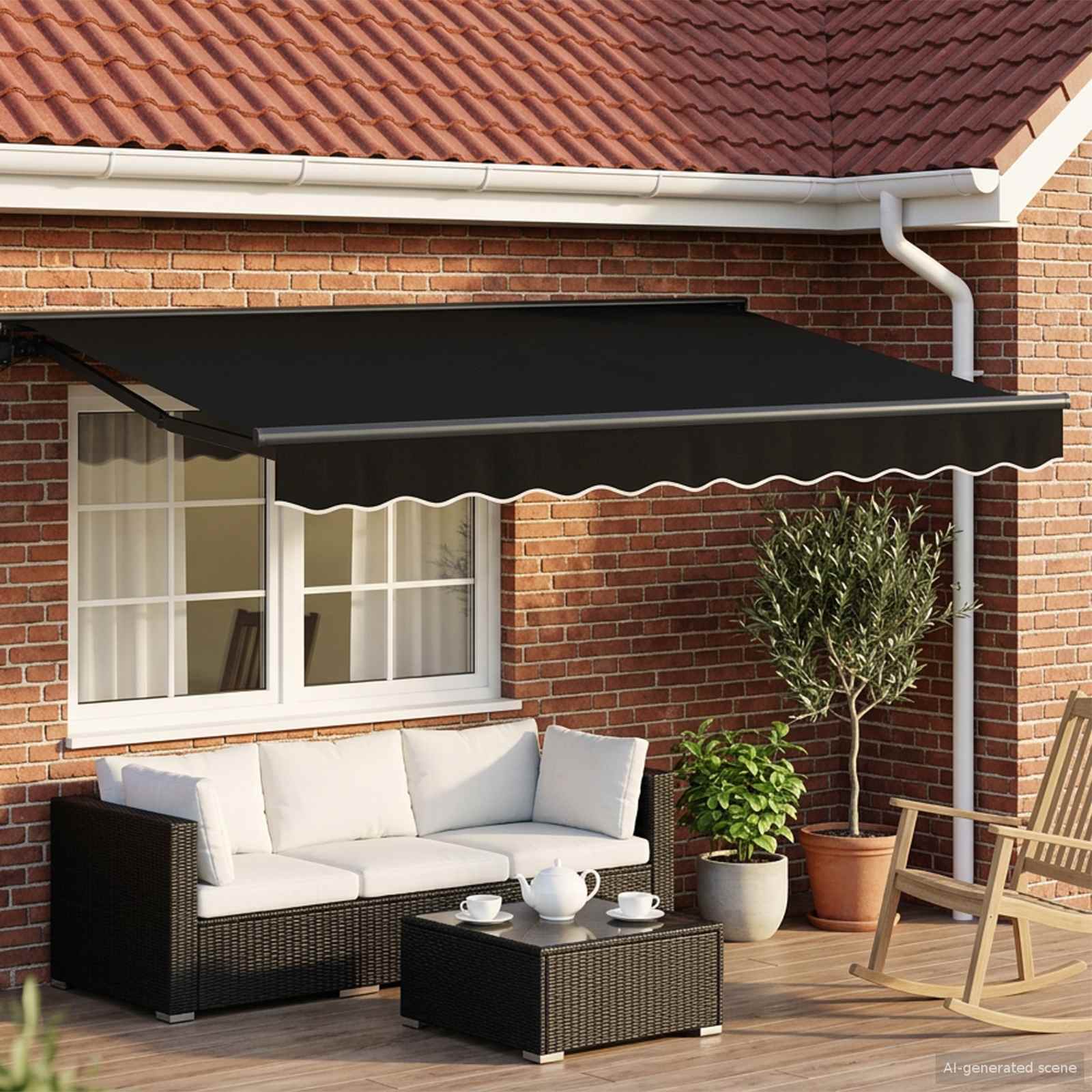 vidaXL Electric Retractable Awning Black and Anthracite 3 x 2.5 m 1