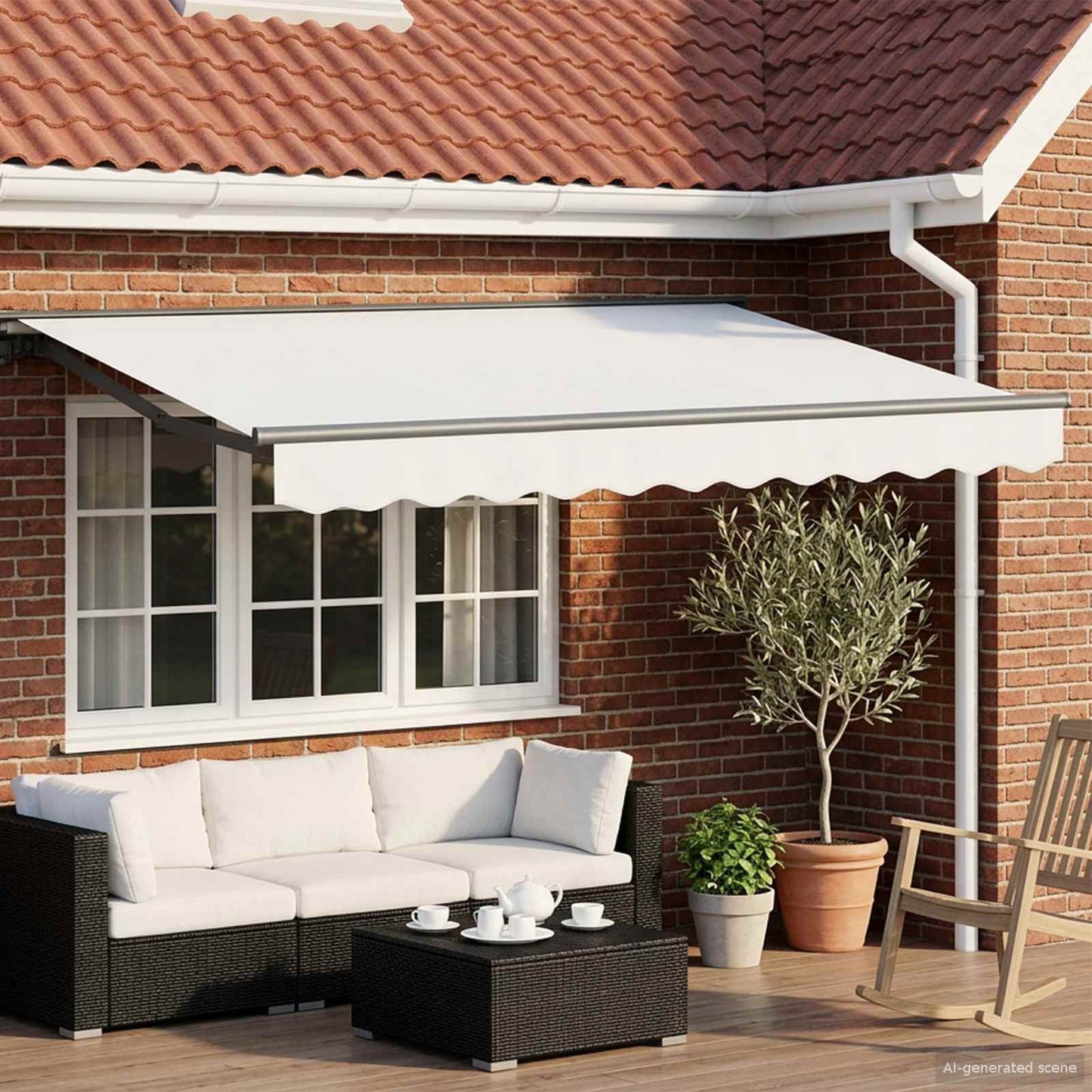 vidaXL Electric Retractable Awning White and Anthracite 3 x 2.5 m 1