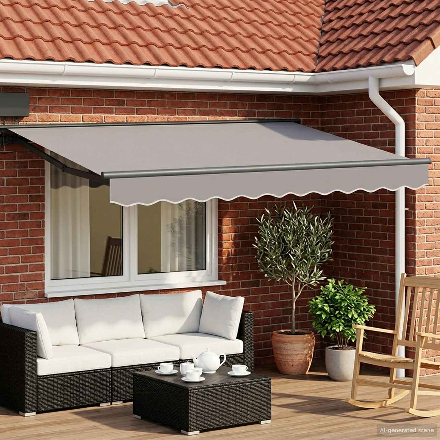 vidaXL Electric Retractable Awning Light Grey and Anthracite 3 x 2.5 m 1