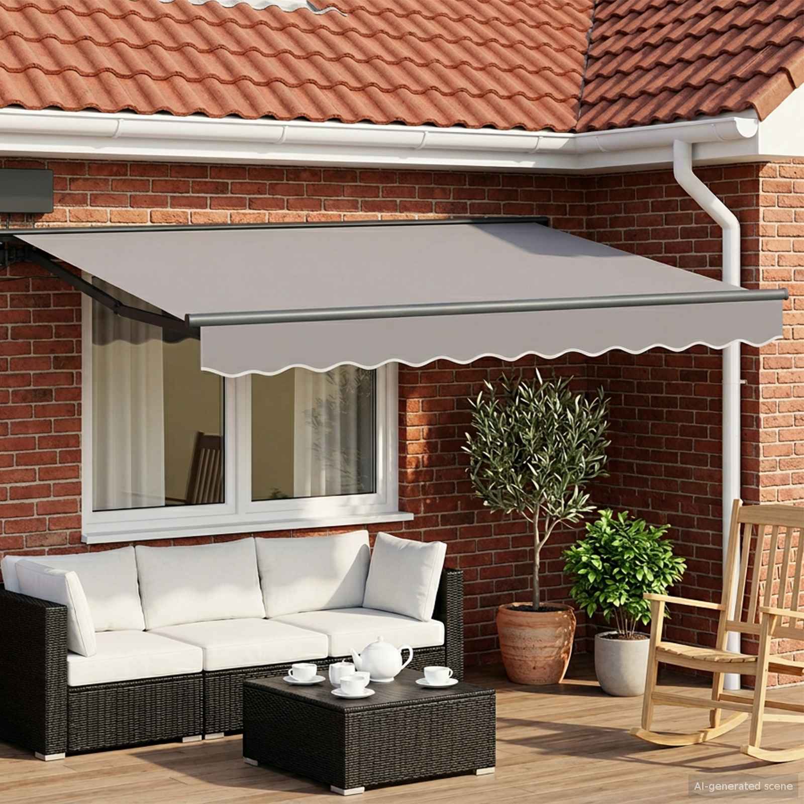 vidaXL Electric Retractable Awning Light Grey and Anthracite 3 x 2.5 m 1