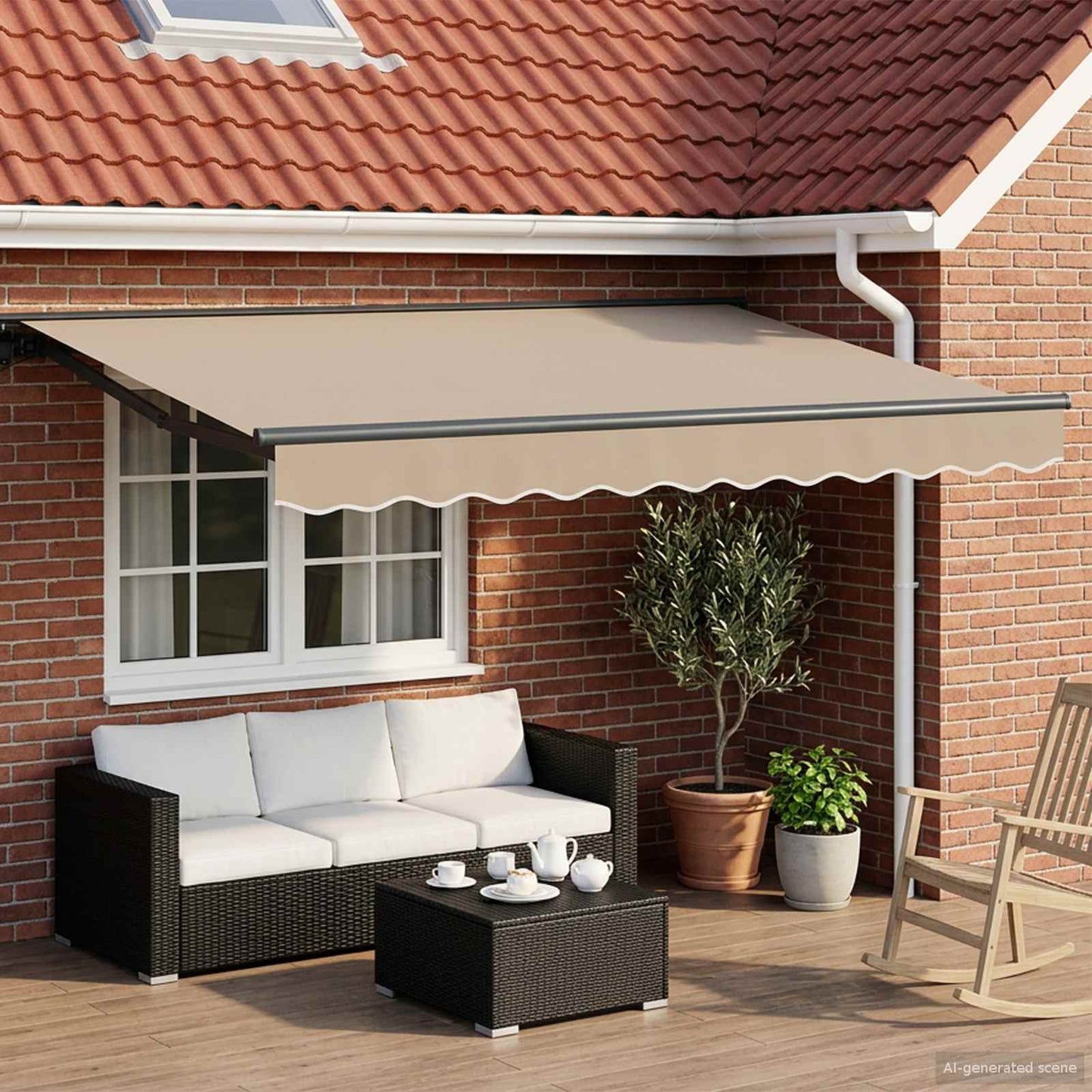 vidaXL Electric Retractable Awning Beige and Anthracite 3.5 x 2.5 m 1