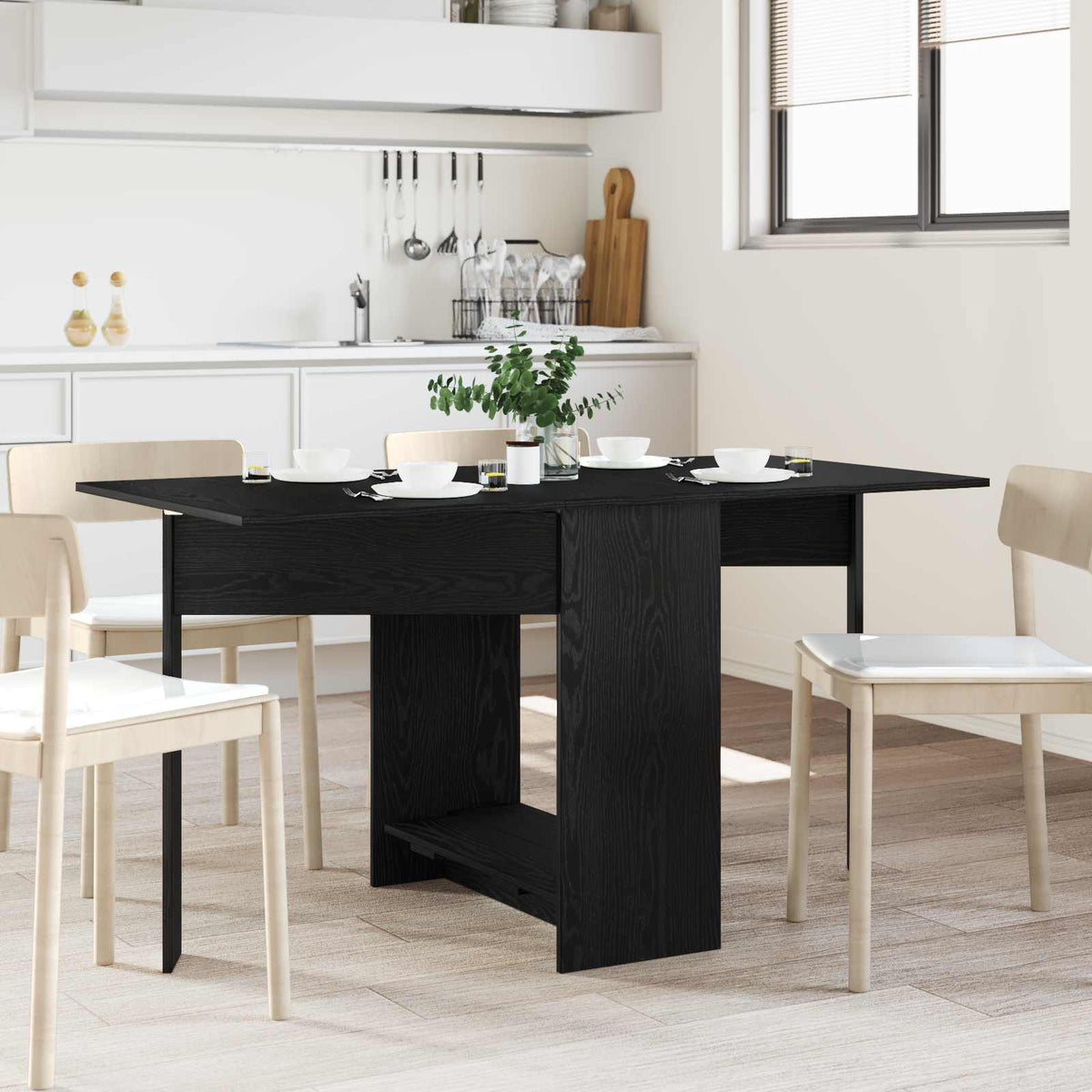 Dinning Table 138 x 70 x 73.5 cm Engineered Wood Black oak
