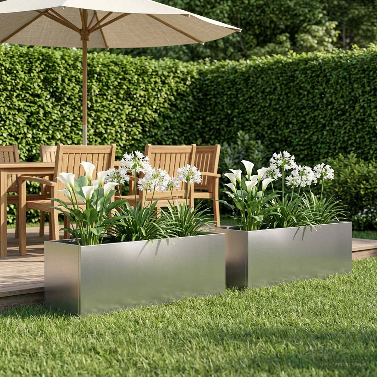 Garden Planter Silver 2 pcs Stainless Steel Depth 30 cm 80 cm 30 cm