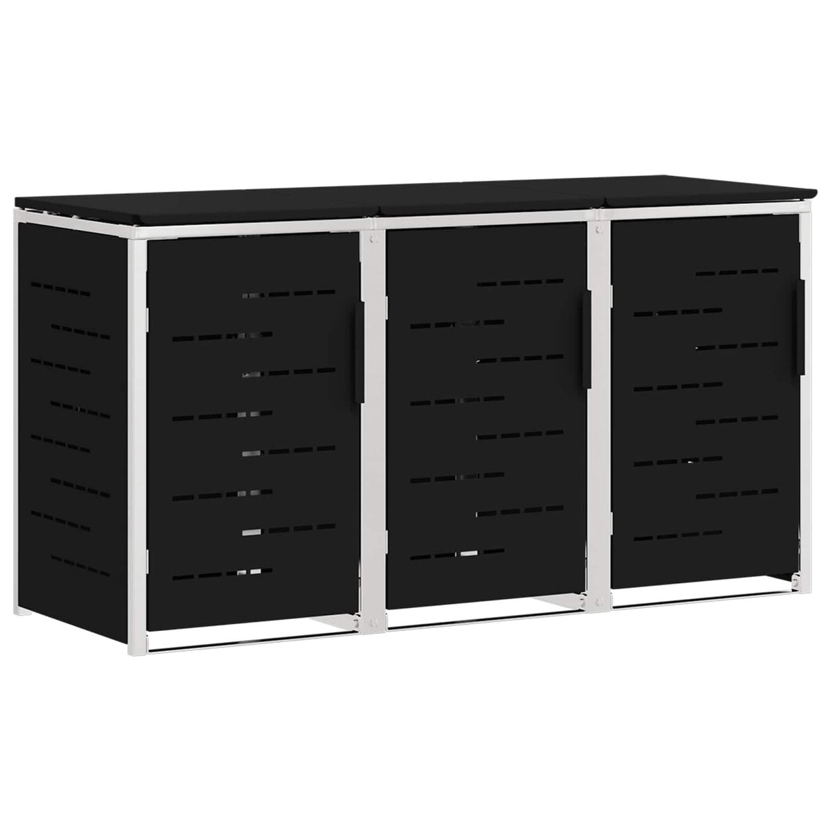 vidaXL Wheelie Bin Storage for 3 Bins 240L Stainless Steel Black 2