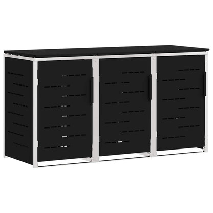 vidaXL Wheelie Bin Storage for 3 Bins 240L Stainless Steel Black 2