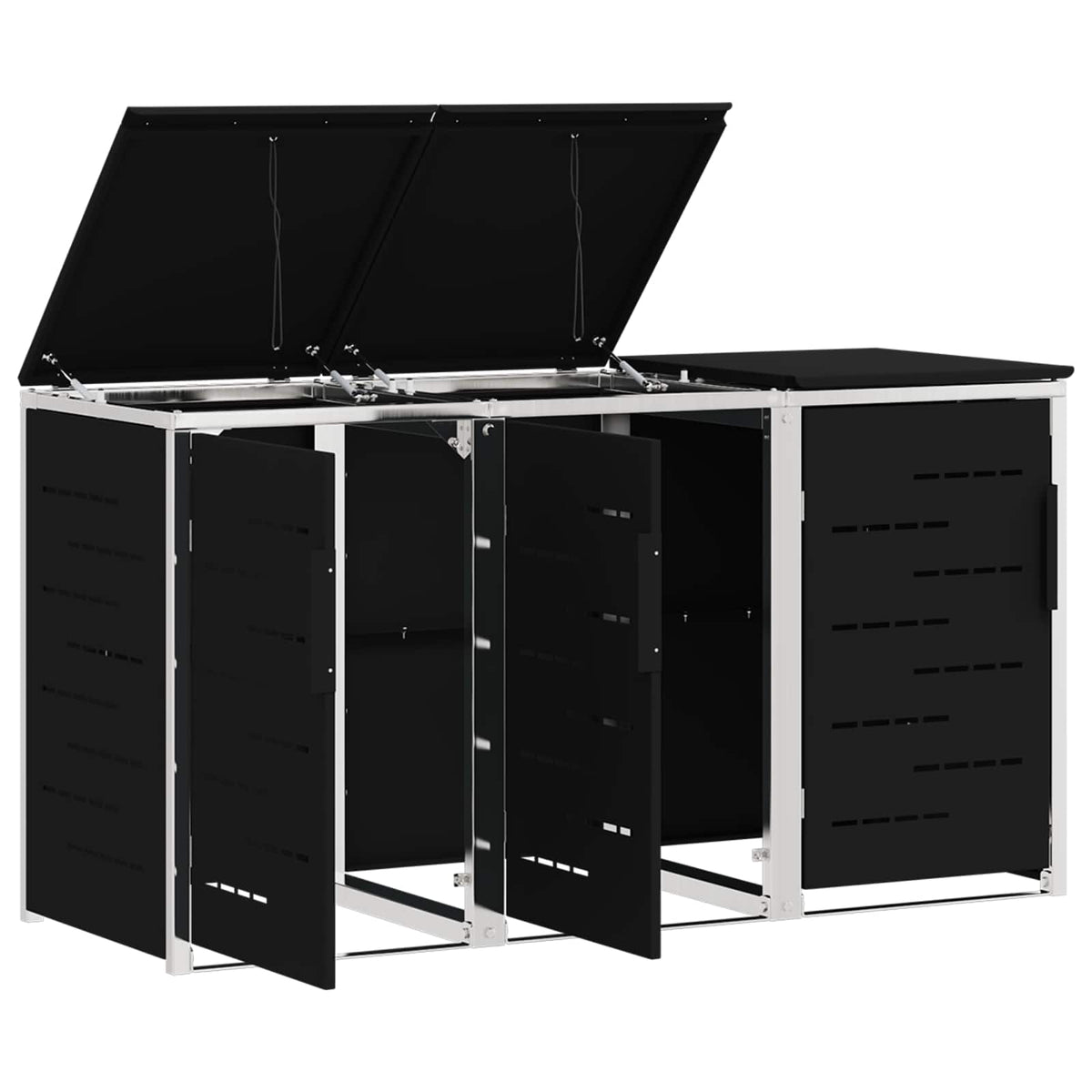 vidaXL Wheelie Bin Storage for 3 Bins 240L Stainless Steel Black 6