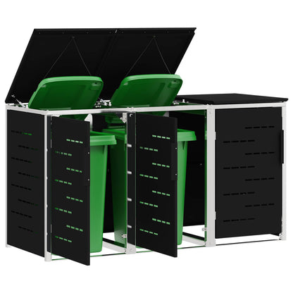 vidaXL Wheelie Bin Storage for 3 Bins 240L Stainless Steel Black 3