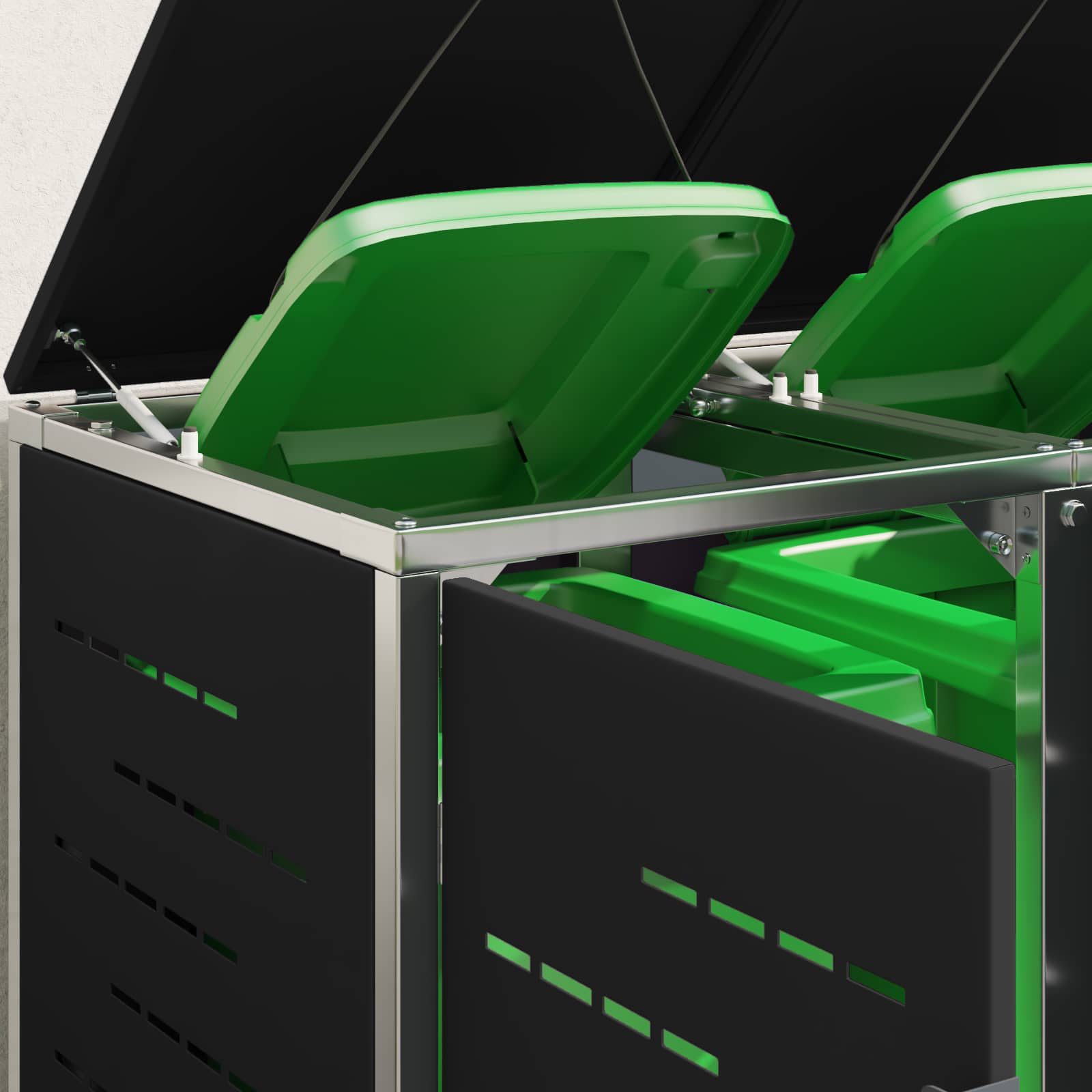 vidaXL Wheelie Bin Storage for 4 Bins 240L Stainless Steel Black 5