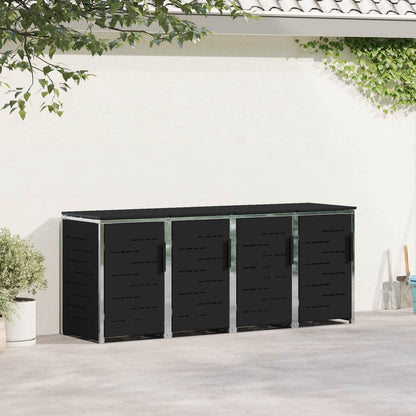 vidaXL Wheelie Bin Storage for 4 Bins 240L Stainless Steel Black 1
