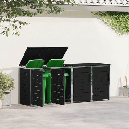 vidaXL Wheelie Bin Storage for 4 Bins 240L Stainless Steel Black 4