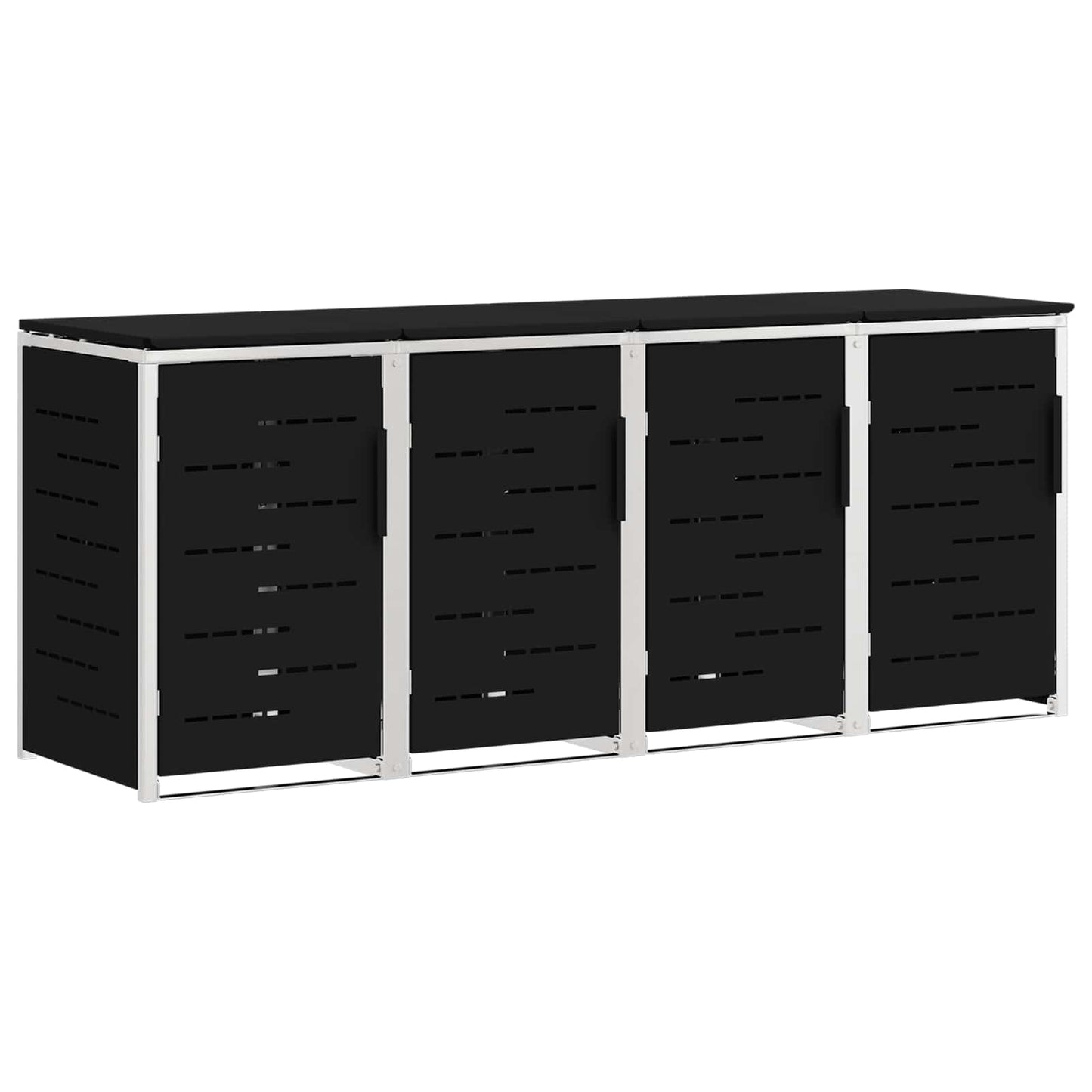 vidaXL Wheelie Bin Storage for 4 Bins 240L Stainless Steel Black 2