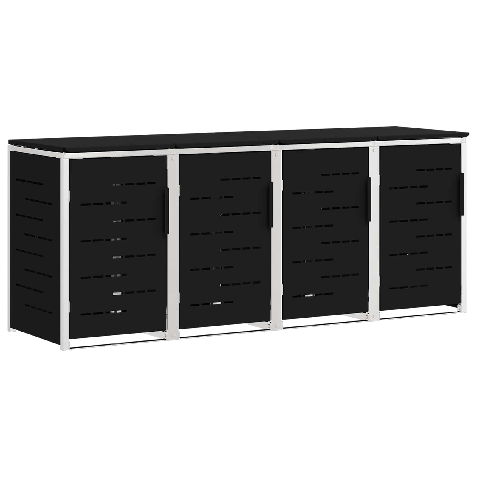 vidaXL Wheelie Bin Storage for 4 Bins 240L Stainless Steel Black 2
