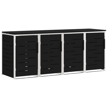 vidaXL Wheelie Bin Storage for 4 Bins 240L Stainless Steel Black 2