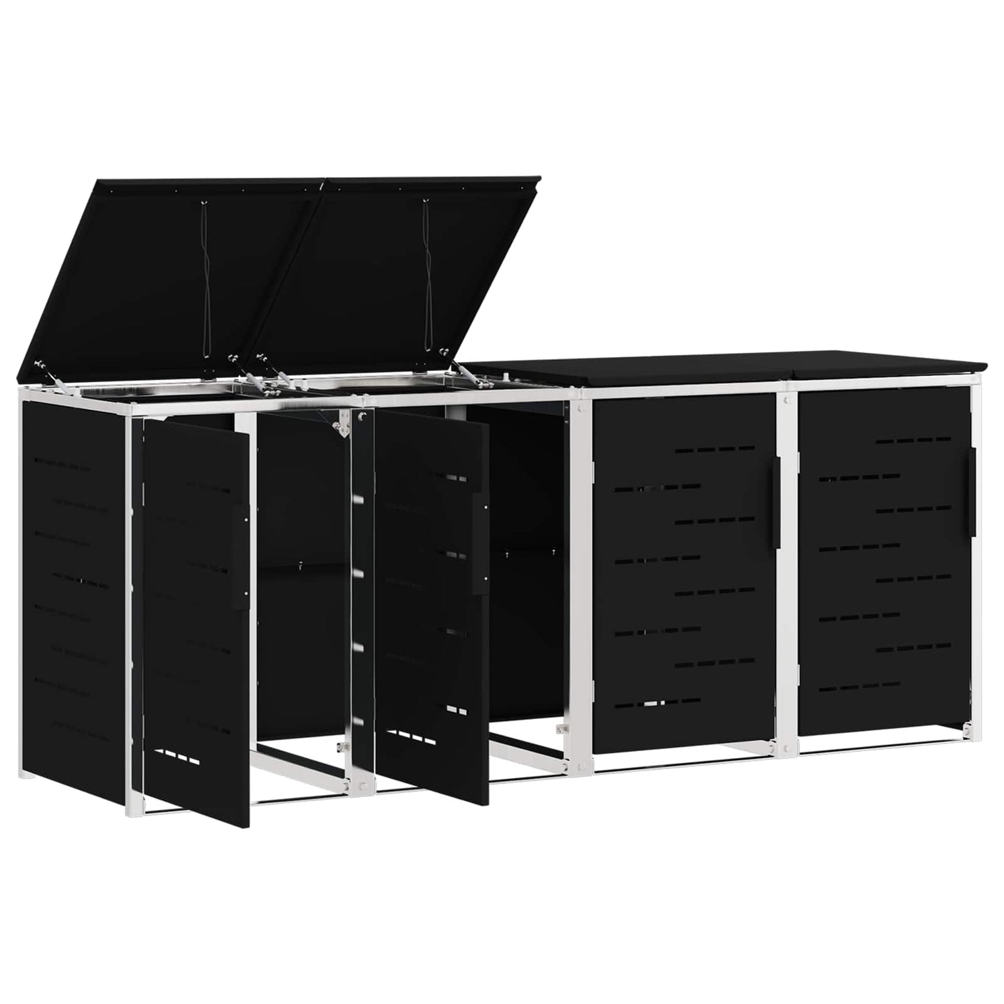 vidaXL Wheelie Bin Storage for 4 Bins 240L Stainless Steel Black 6