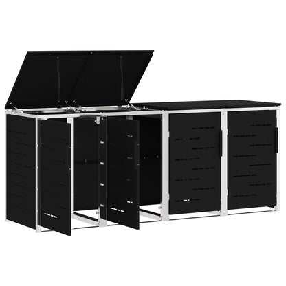 vidaXL Wheelie Bin Storage for 4 Bins 240L Stainless Steel Black 6