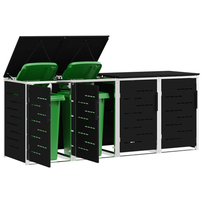 vidaXL Wheelie Bin Storage for 4 Bins 240L Stainless Steel Black 3