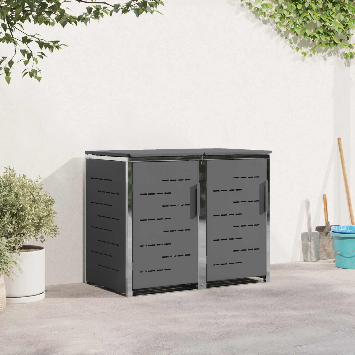 vidaXL Wheelie Bin Storage for Bins 240L Stainless Steel