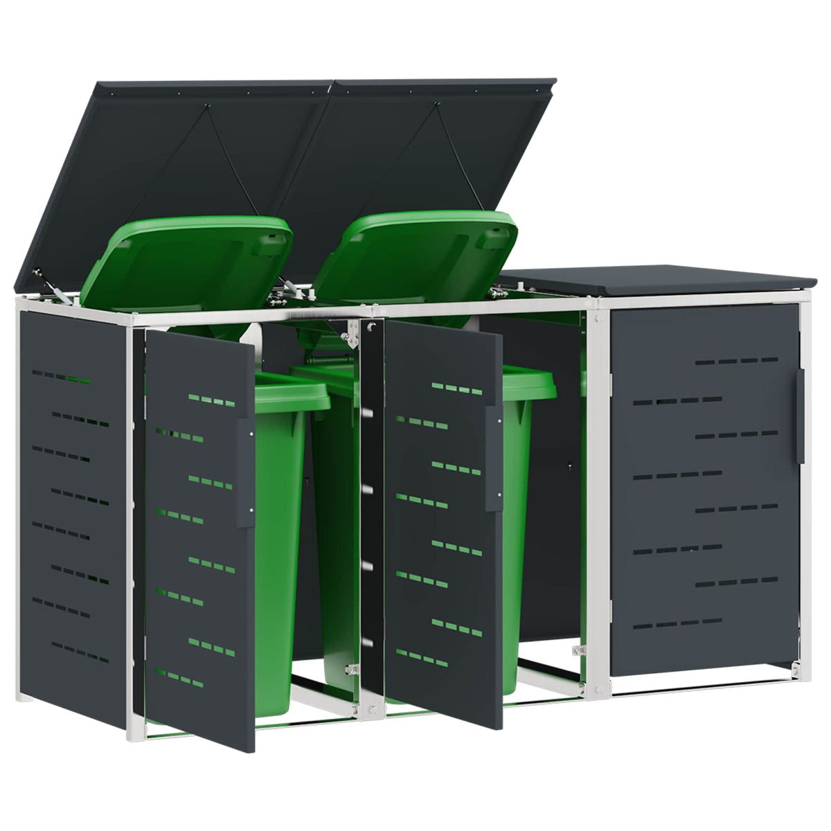 vidaXL Wheelie Bin Storage for 3 Bins 240L Stainless Steel Anthracite 3