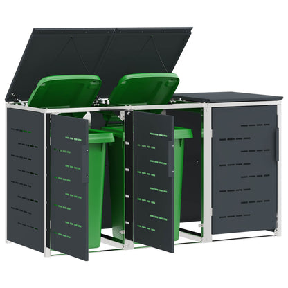 vidaXL Wheelie Bin Storage for 3 Bins 240L Stainless Steel Anthracite 3