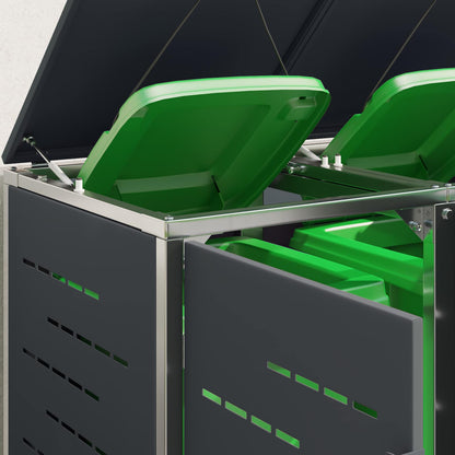 vidaXL Wheelie Bin Storage for 4 Bins 240L Stainless Steel Anthracite 5