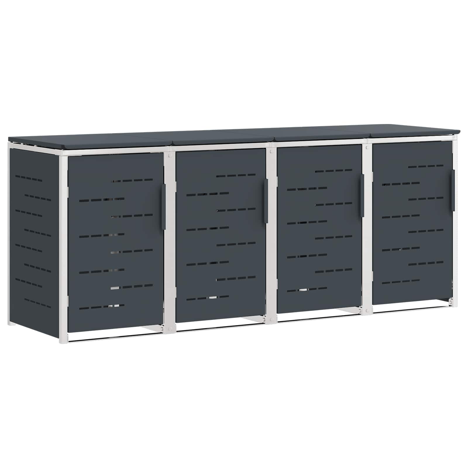 vidaXL Wheelie Bin Storage for 4 Bins 240L Stainless Steel Anthracite 2