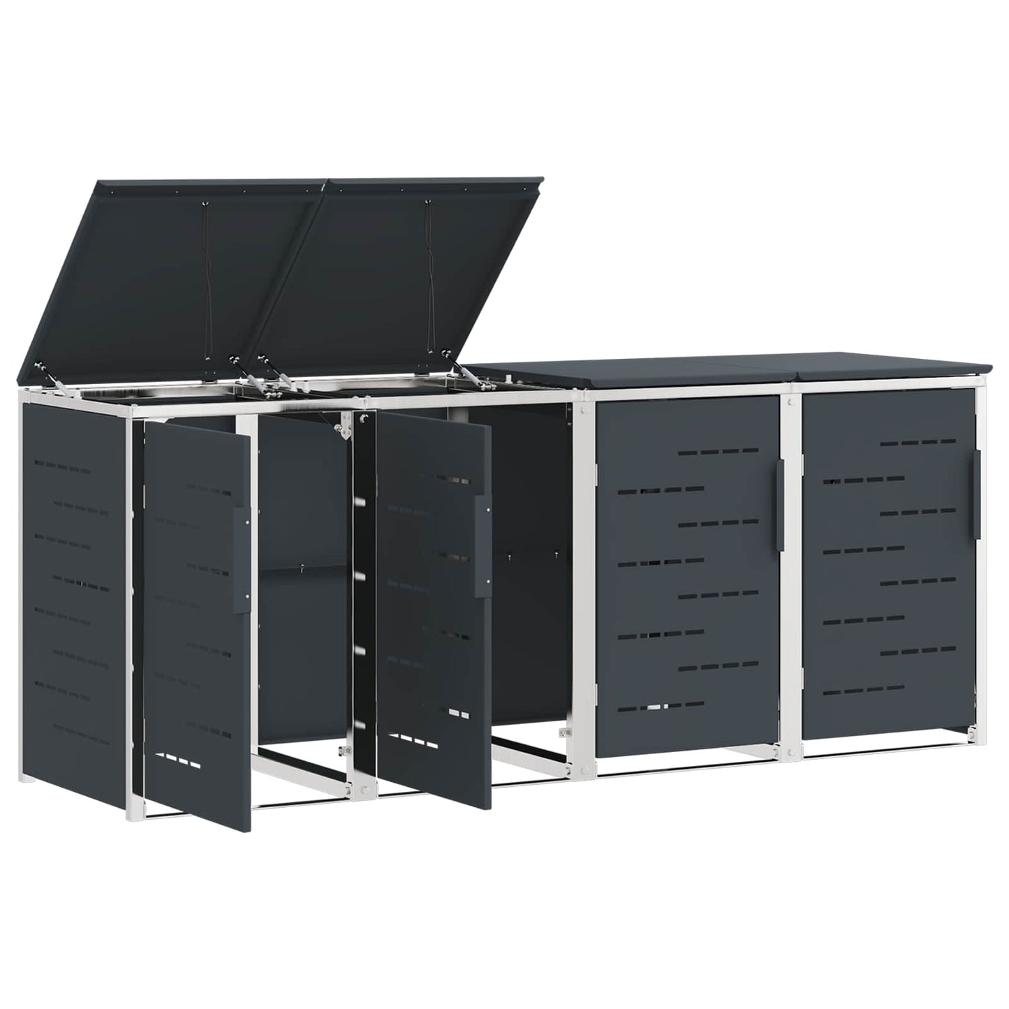 vidaXL Wheelie Bin Storage for 4 Bins 240L Stainless Steel Anthracite 6