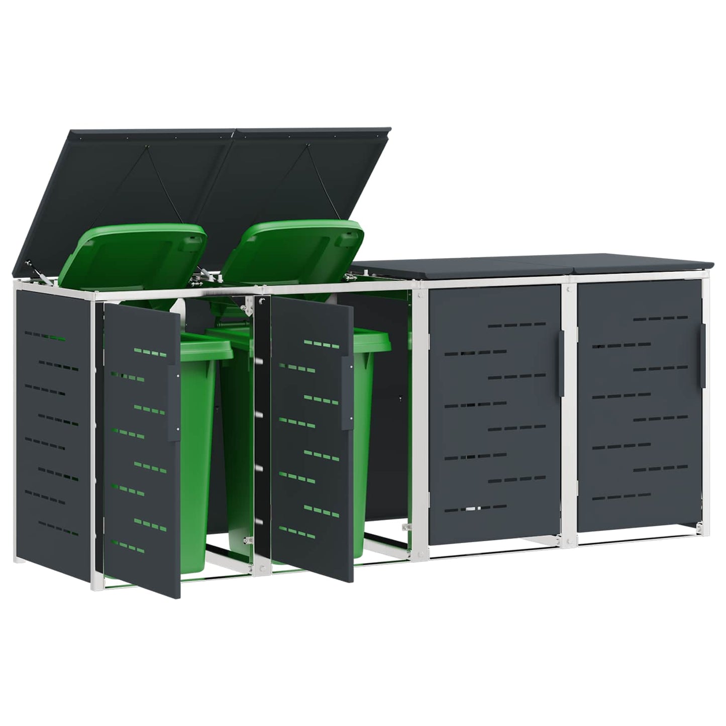 vidaXL Wheelie Bin Storage for 4 Bins 240L Stainless Steel Anthracite 3
