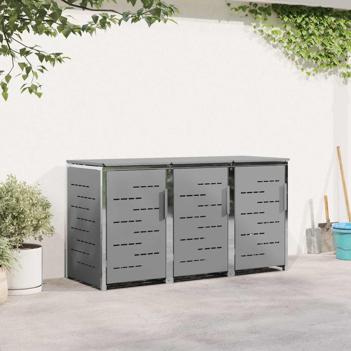 Wheelie Bin Storage for Bins 240L Stainless Steel Grey 3
