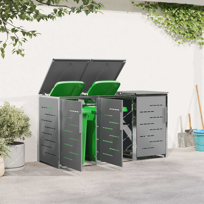 vidaXL Wheelie Bin Storage Stainless Steel Grey 4