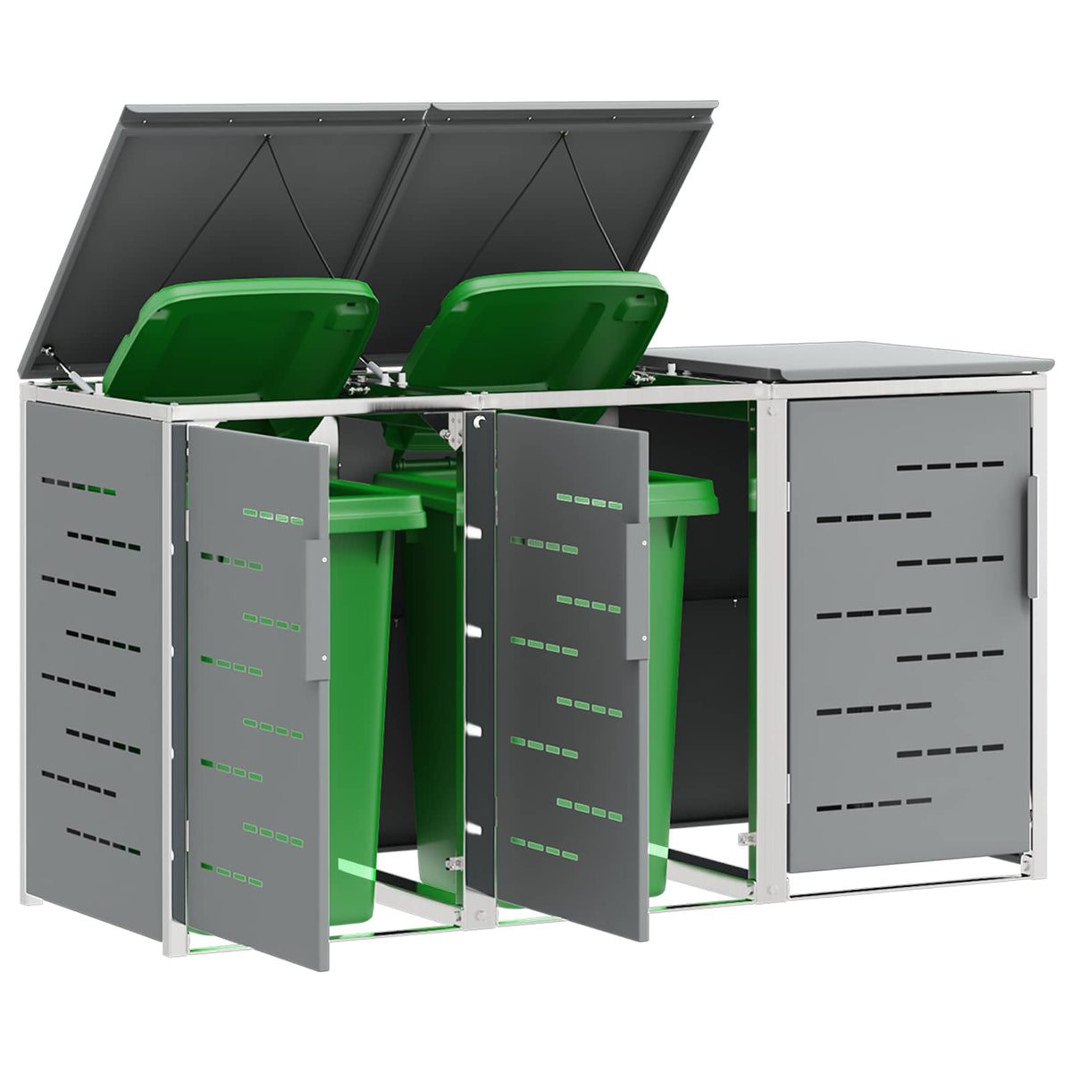 vidaXL Wheelie Bin Storage Stainless Steel Grey 3