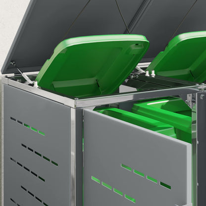 vidaXL Wheelie Bin Storage for 4 Bins 240L Stainless Steel Grey 5