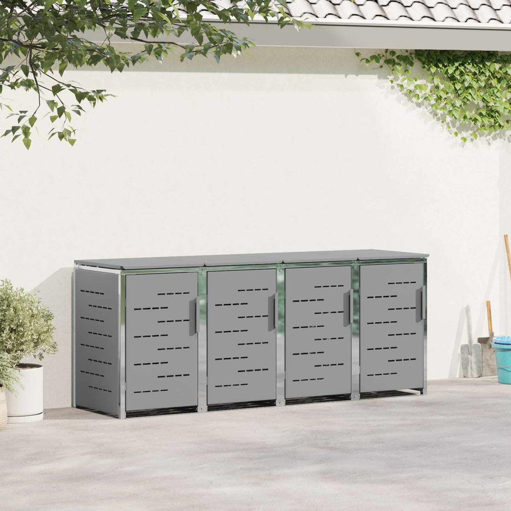 vidaXL Wheelie Bin Storage for 4 Bins 240L Stainless Steel Grey