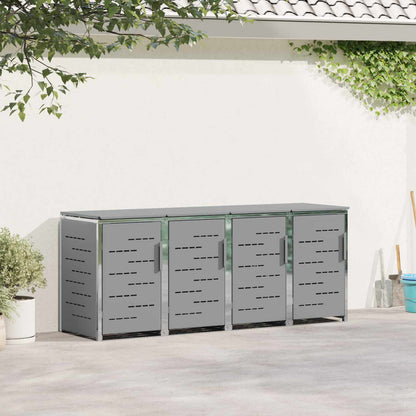 vidaXL Wheelie Bin Storage for 4 Bins 240L Stainless Steel Grey 1
