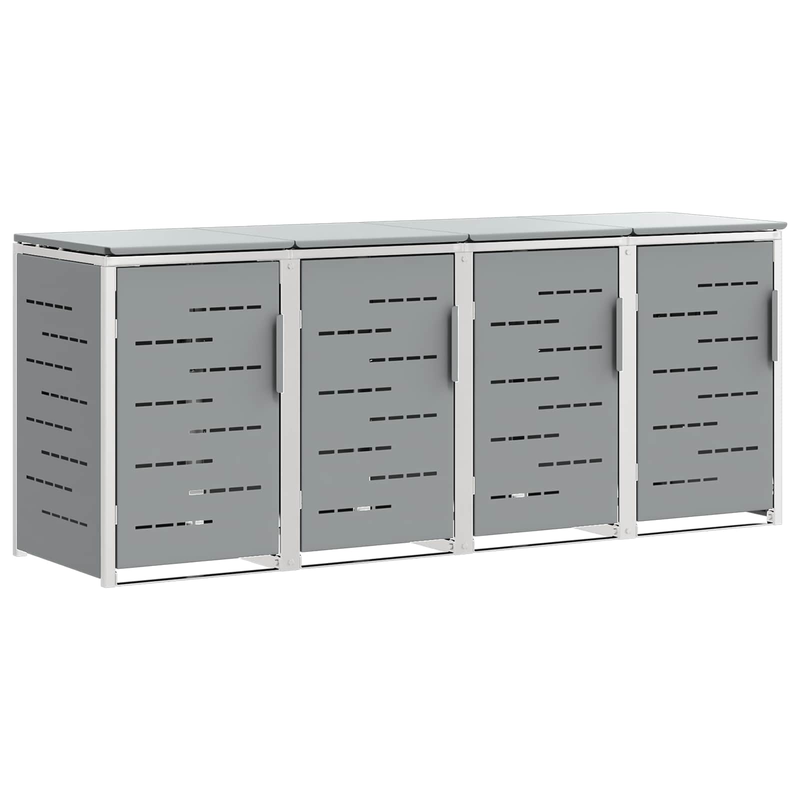 vidaXL Wheelie Bin Storage for 4 Bins 240L Stainless Steel Grey 2