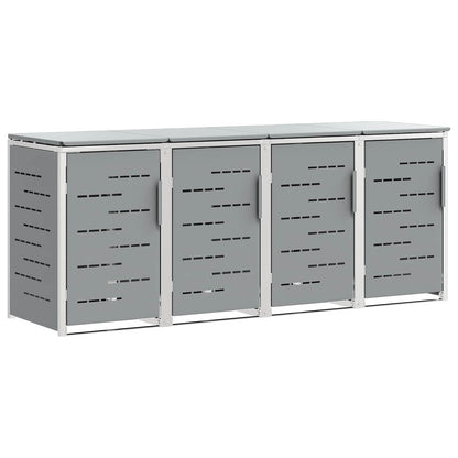 vidaXL Wheelie Bin Storage for 4 Bins 240L Stainless Steel Grey 2