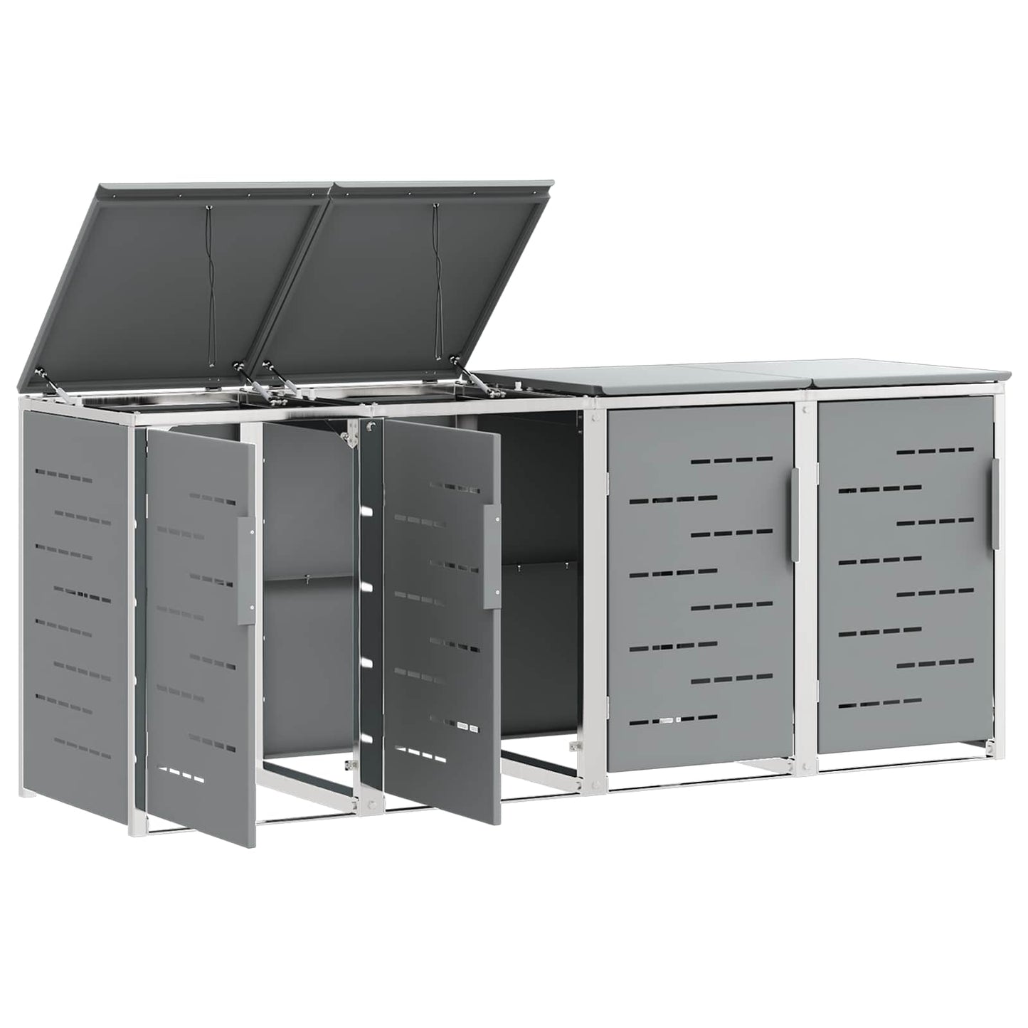 vidaXL Wheelie Bin Storage for 4 Bins 240L Stainless Steel Grey 6