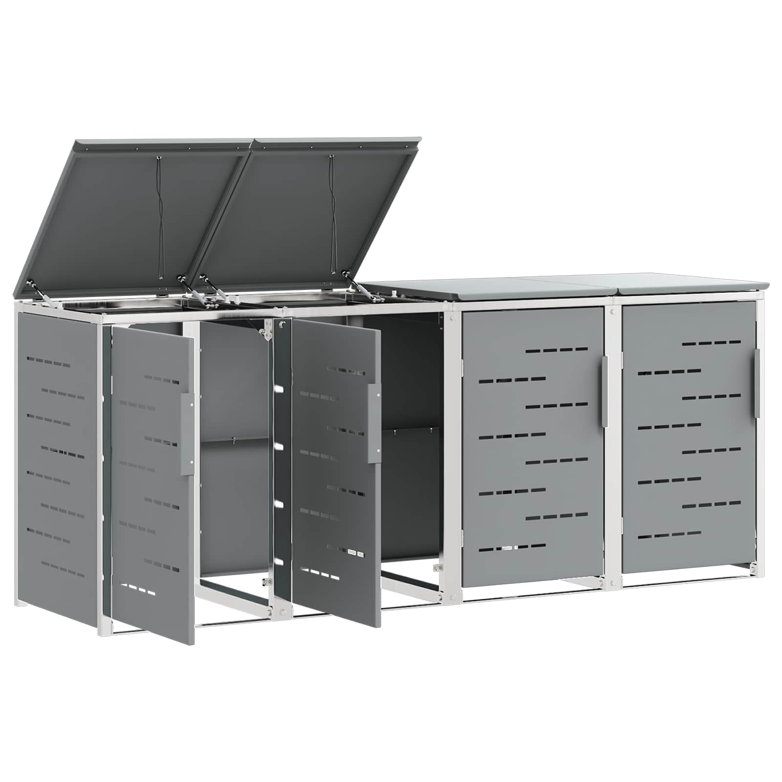 vidaXL Wheelie Bin Storage for 4 Bins 240L Stainless Steel Grey 6
