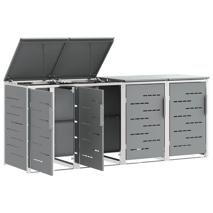 vidaXL Wheelie Bin Storage for 4 Bins 240L Stainless Steel Grey 6